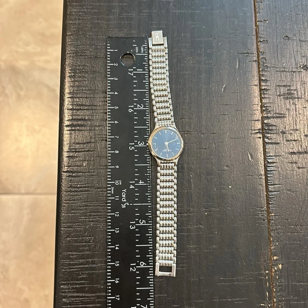 🚨Broken🚨Jean Perret Geneve Silver Stainless Steel Blue Face Link Watch